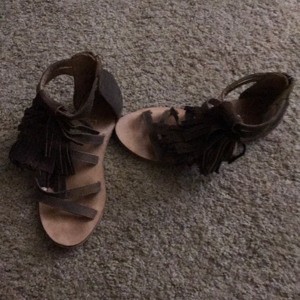 Brown Fringe Sandals
